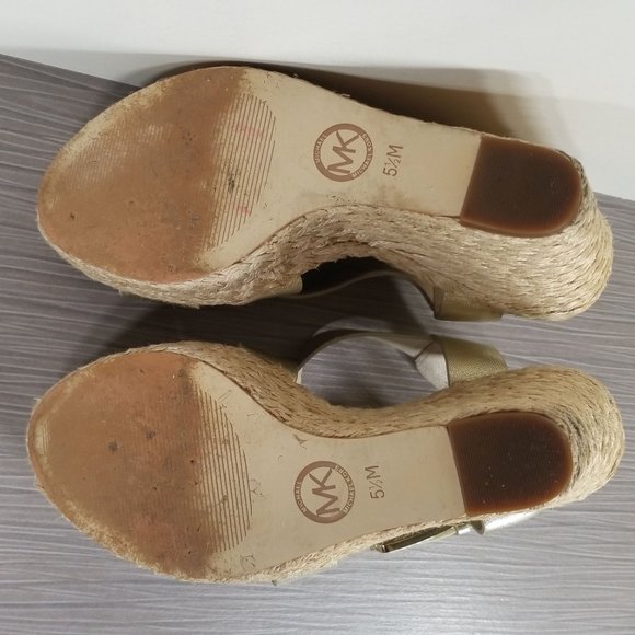 MICHAEL Kors Giovanna Platform Wedge Espadrille Sandals, Gold, Womens Size 5.5 M - Picture 11 of 14